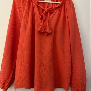 Light Gauzy Orange Longsleeve Top